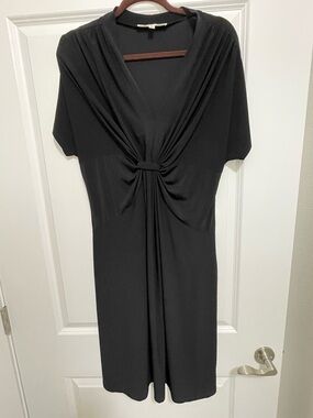 TravelSmith Black Knot-Front Midi Dress